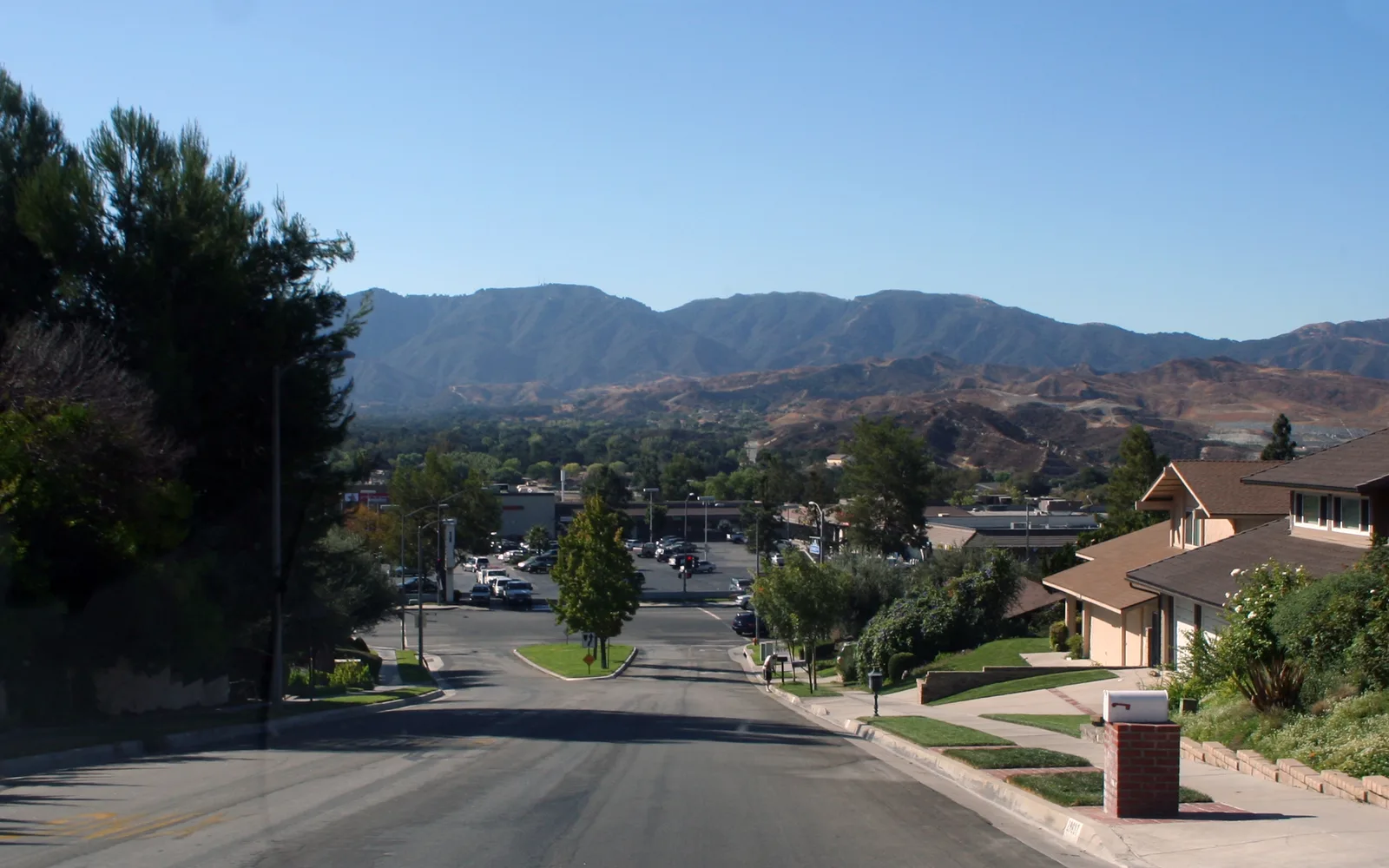 Panoramic landscape of Santa Clarita Valley showing canyon terrain and developed areas near Kenroy and Soledad Canyon